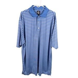 FootJoy Men's Size XL Blue White Striped‎ Jersey Performance Short Sleeve Shirt
